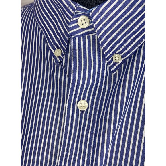 Chaps Easy Care Navy Blue White Striped Button Down Size XXL Dress ShirtB - Picture 6 of 8